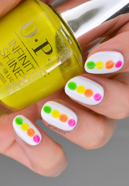 Neon Rainbow Dots Nail Art